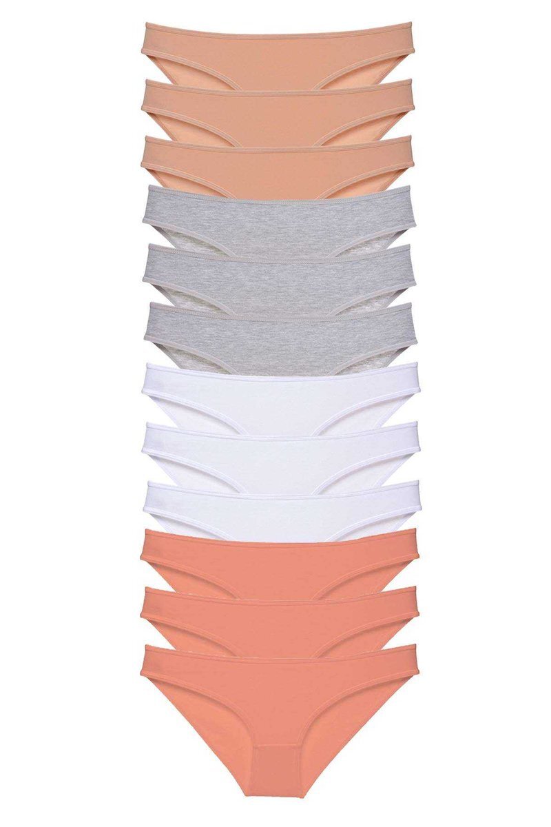 60cdc7ec49691-1266 12 adet Süper Eko Set Likralı Kadın Slip Külot Ten Gri Beyaz Pudra - Image 1