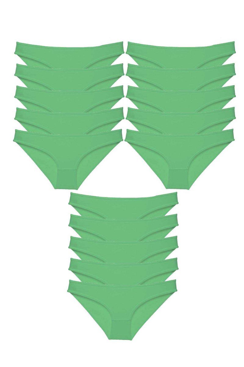 60cdd3c14f37e-1405 15 adet Süper Eko Set Likralı Kadın Slip Külot Yeşil - Image 1