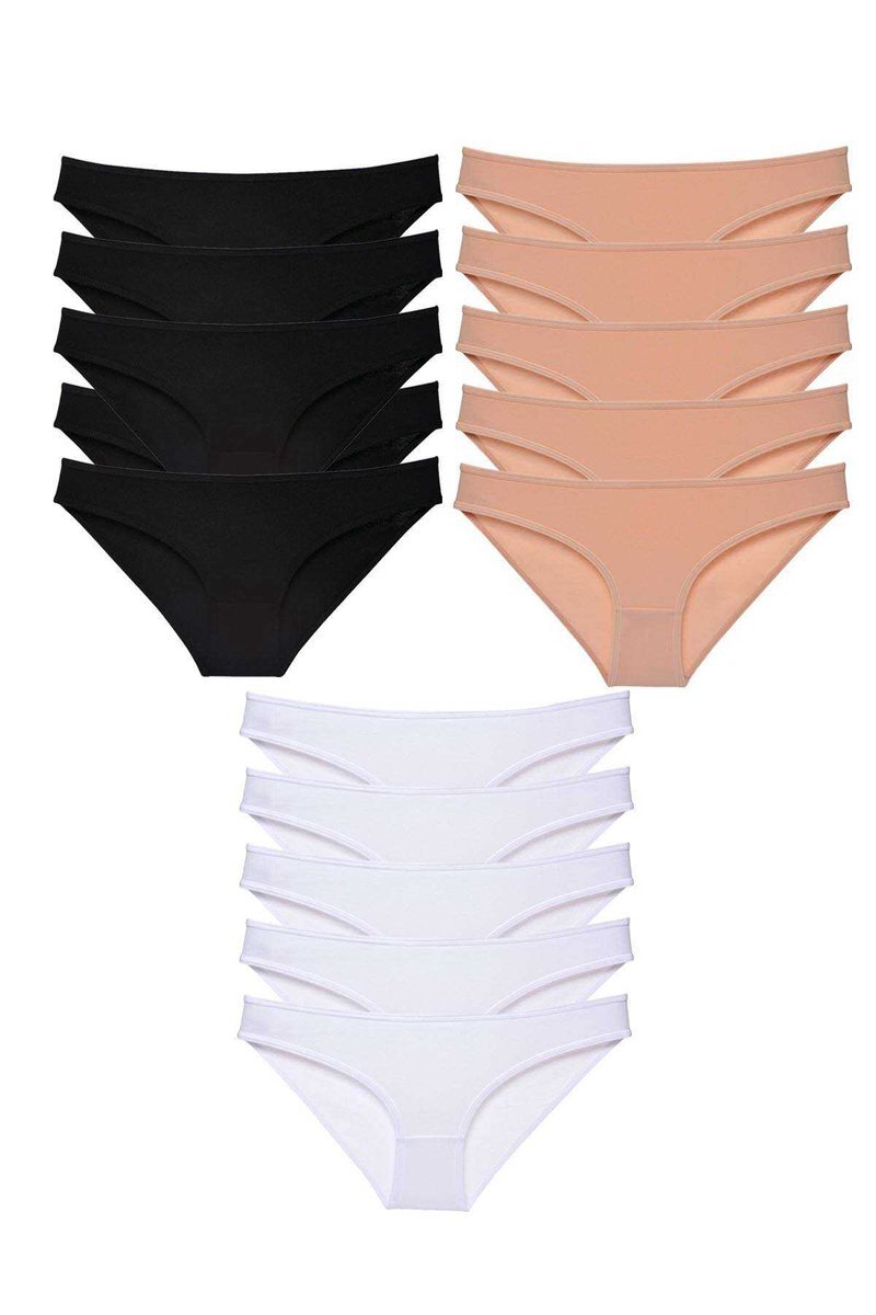 60cfa49a5d339-1429 15 adet Süper Eko Set Likralı Kadın Slip Külot Siyah Ten Beyaz - Image 1
