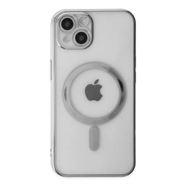 Apple İphone 14 Plus Kılıf Magneticsafe Lazer Silikon - Gümüş - Image 2