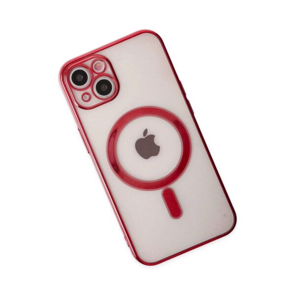 Apple İphone 14 Plus Kılıf Magneticsafe Lazer Silikon - Kırmızı - Image 3