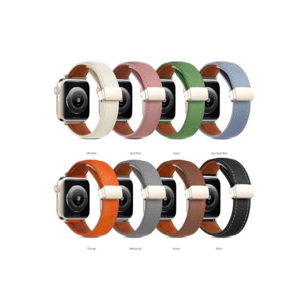Apple Watch 42mm Kr414 Daks Deri Kordon (saat Değildir) - Koyu Yeşil - Image 2
