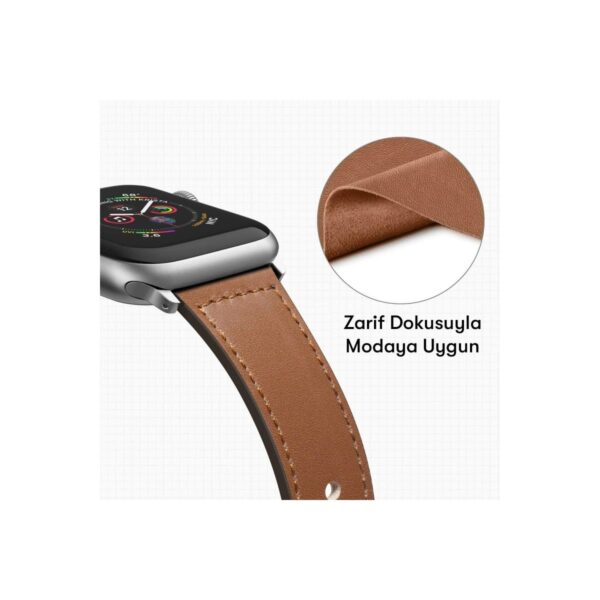 Apple Watch 38mm Kr415 Luaz Deri Kordon (saat Değildir) - Turuncu - Image 3