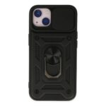 Apple İphone 14 Kılıf Pars Lens Yüzüklü Silikon - Siyah