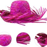 Tropikal Parti Pembe Fuşya Hasır Hawaii Şapkası 13x36 Cm