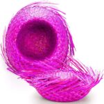Tropikal Parti Pembe Fuşya Hasır Hawaii Şapkası 13x36 Cm - Image 3