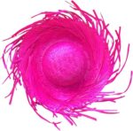 Tropikal Parti Pembe Fuşya Hasır Hawaii Şapkası 13x36 Cm - Image 4